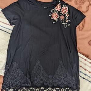 Torrid Embroidered Lace Trim Tshirt